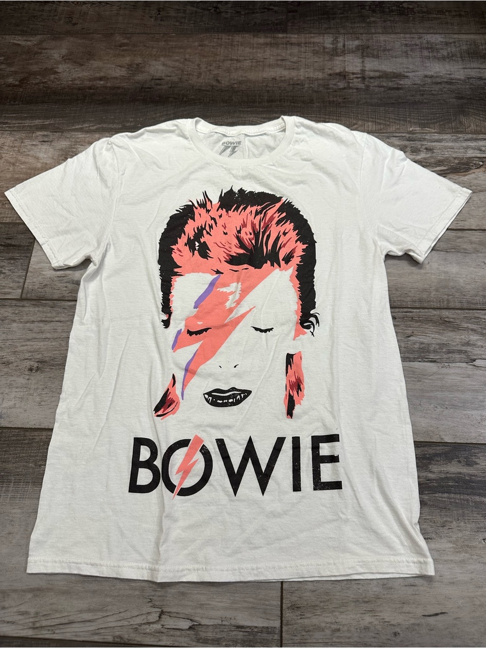 Bowie Graphic Short Sleeve Tee - White with Pink Accent